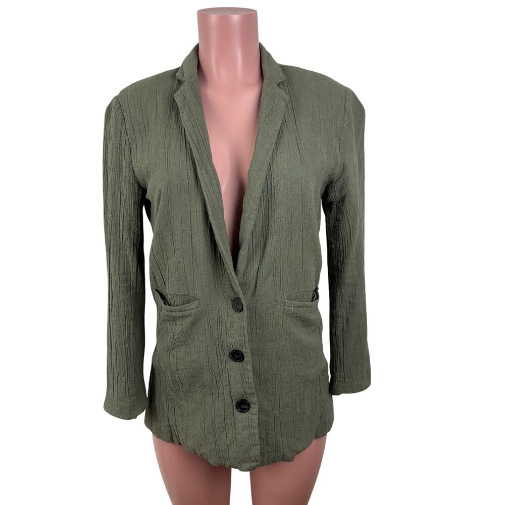 Lucca Couture for Wild Fang Linen Blazer Jacket Small Moss Green